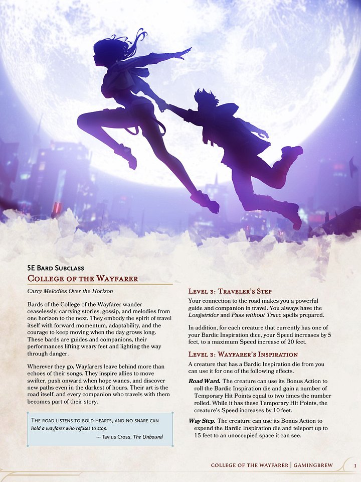 College of the Wayfarer | 5E 24 Bard Subclass product image (2)