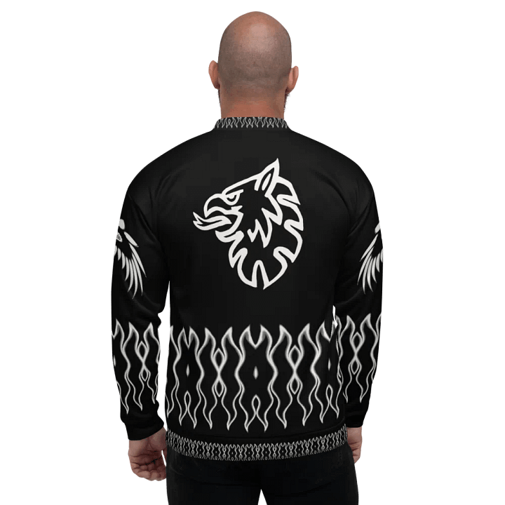 All-Over Print Bomber Jacket by Sublicolor 144 Black and White/Gripen product image (1)