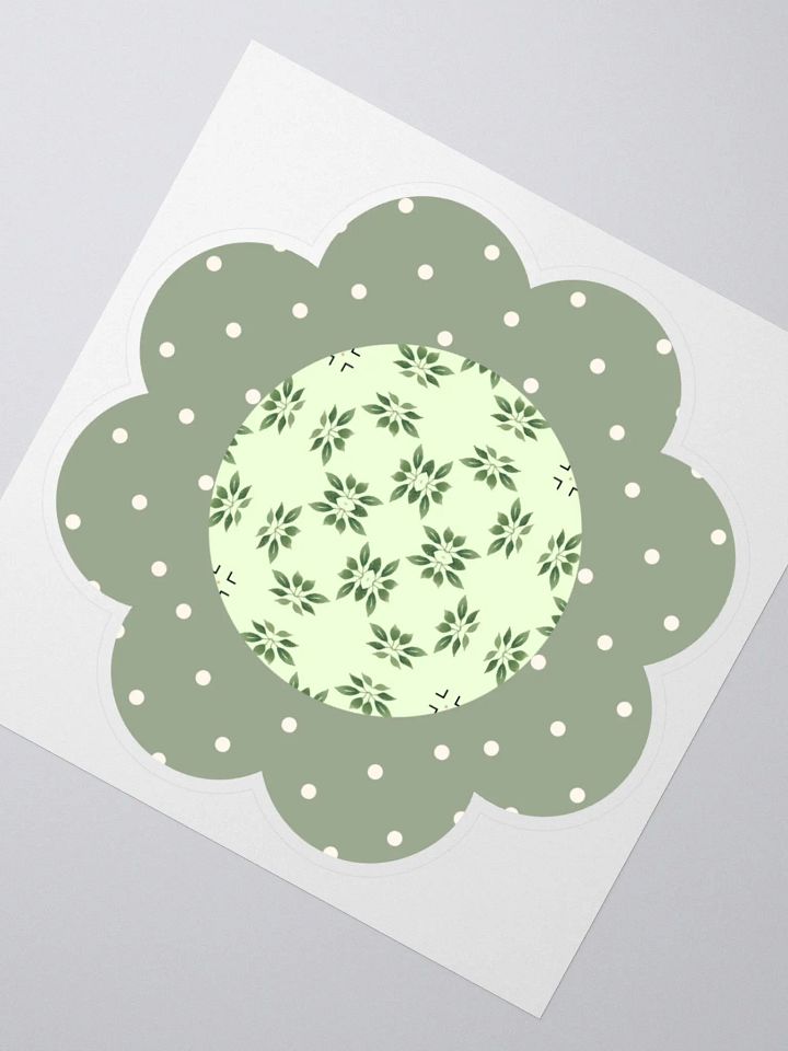 Green Floral Sticker – Dotted Petals and Green Patterned Center product image (2)