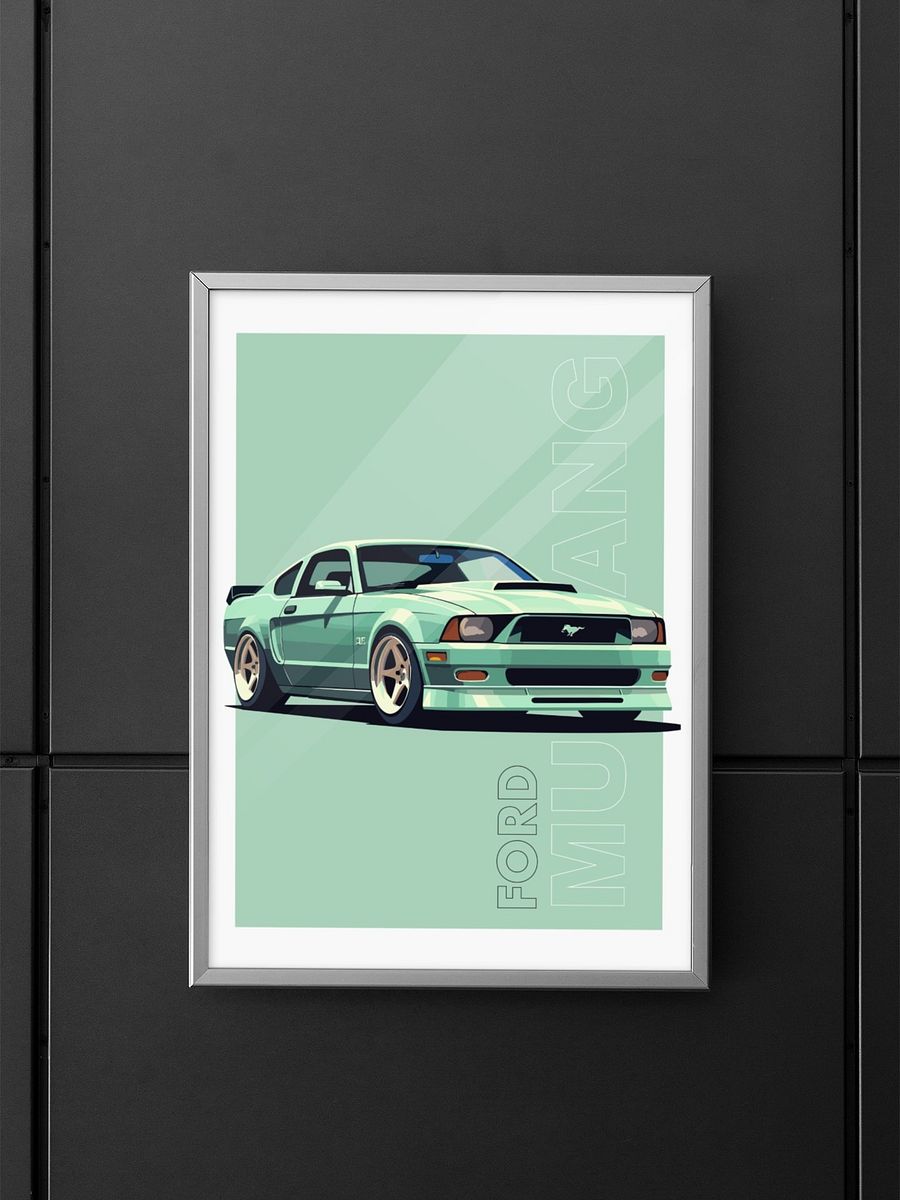 Vintage Ford Mustang GT Art Print, Classic Muscle Car Poster, Retro Automotive Wall Art, American Muscle Car Enthusiast Gift, Car Collector product image (5)