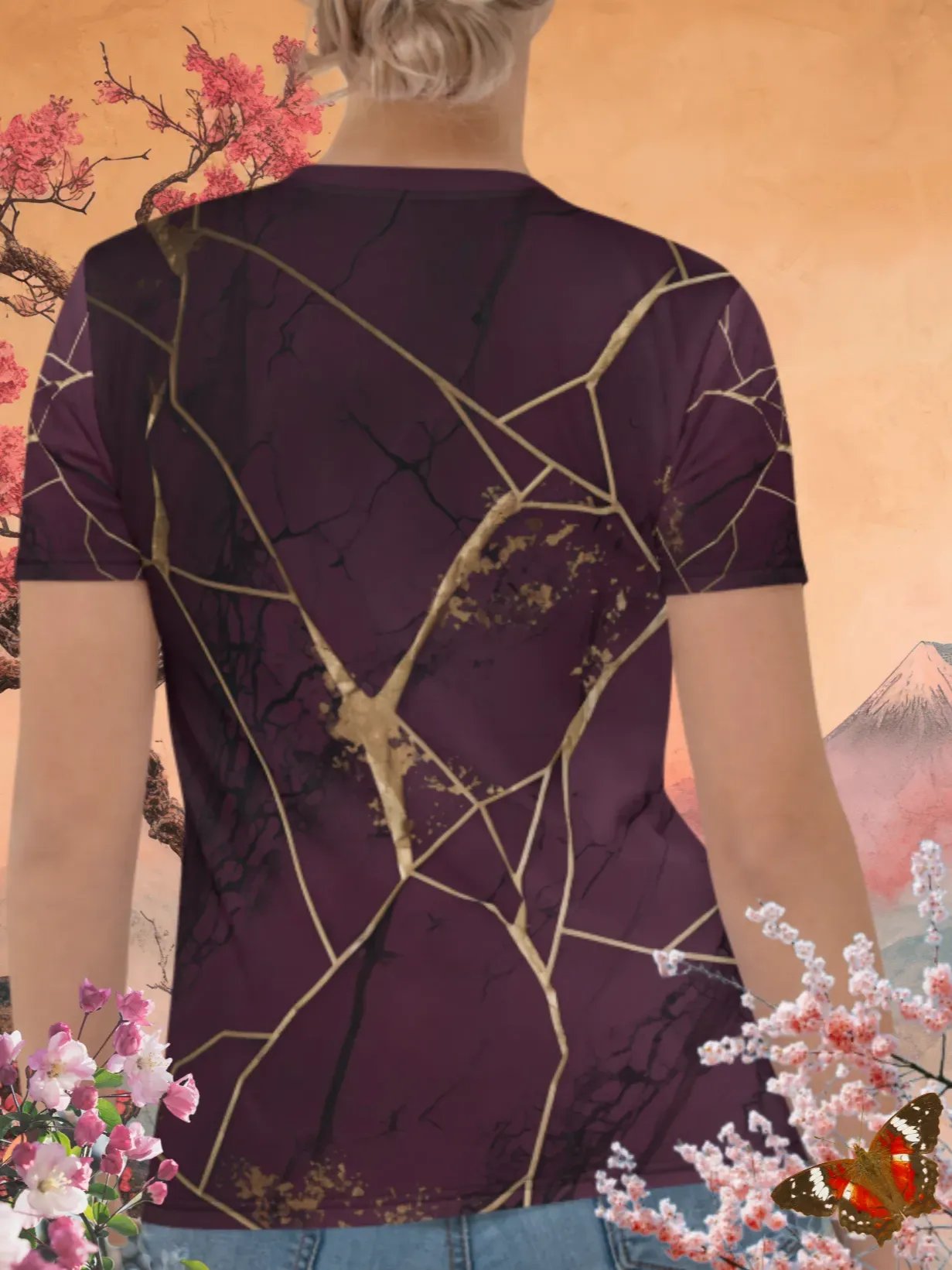 Purple & Gold Kintsugi Print T-Shirt product image (4)