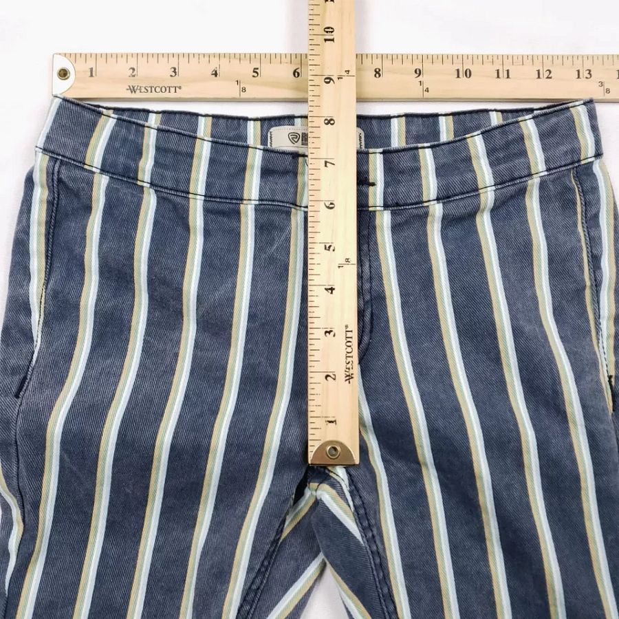 Rock & Roll Denim Girls Bargain Button Bell Bottom Striped Jeans Size 14 Blue product image (3)