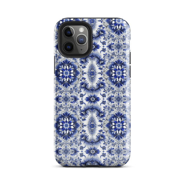 Tough Phone Case for iPhone® - Intricate Blue and White Floral Design product image (2)