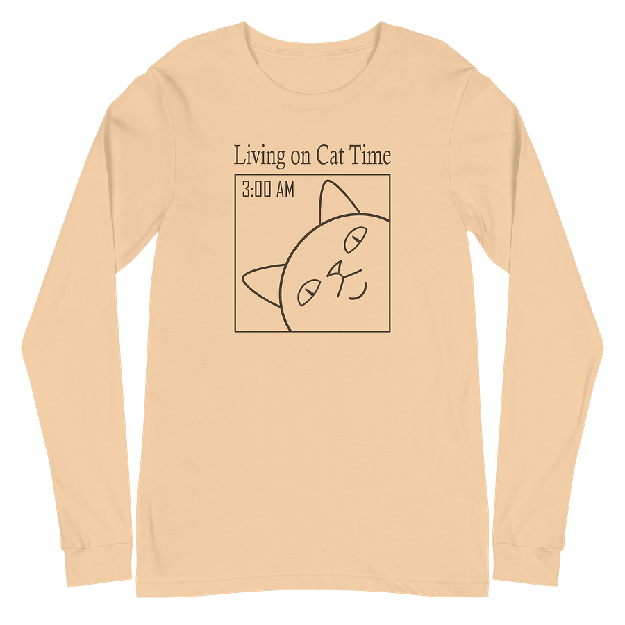 Living on Cat Time Unisex Long Sleeve Tee, Black Print product image (2)