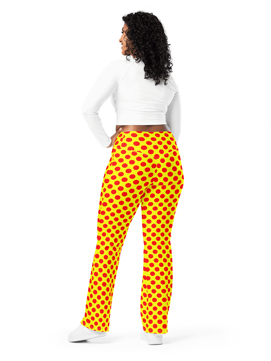 Red Polka Dots on Yellow Flare Leggings product image (7)