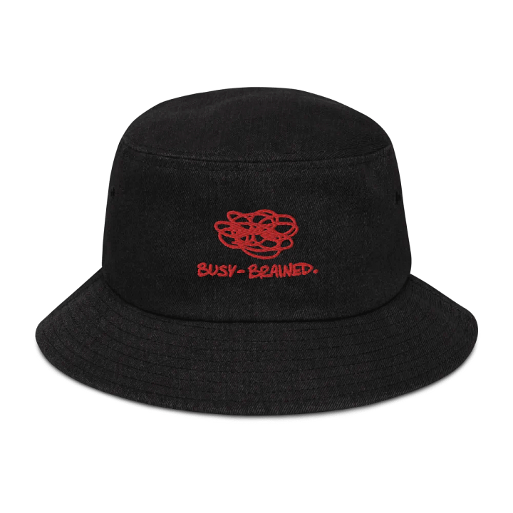 BUSY-BRAINED (red) embroidered denim bucket hat product image (1)