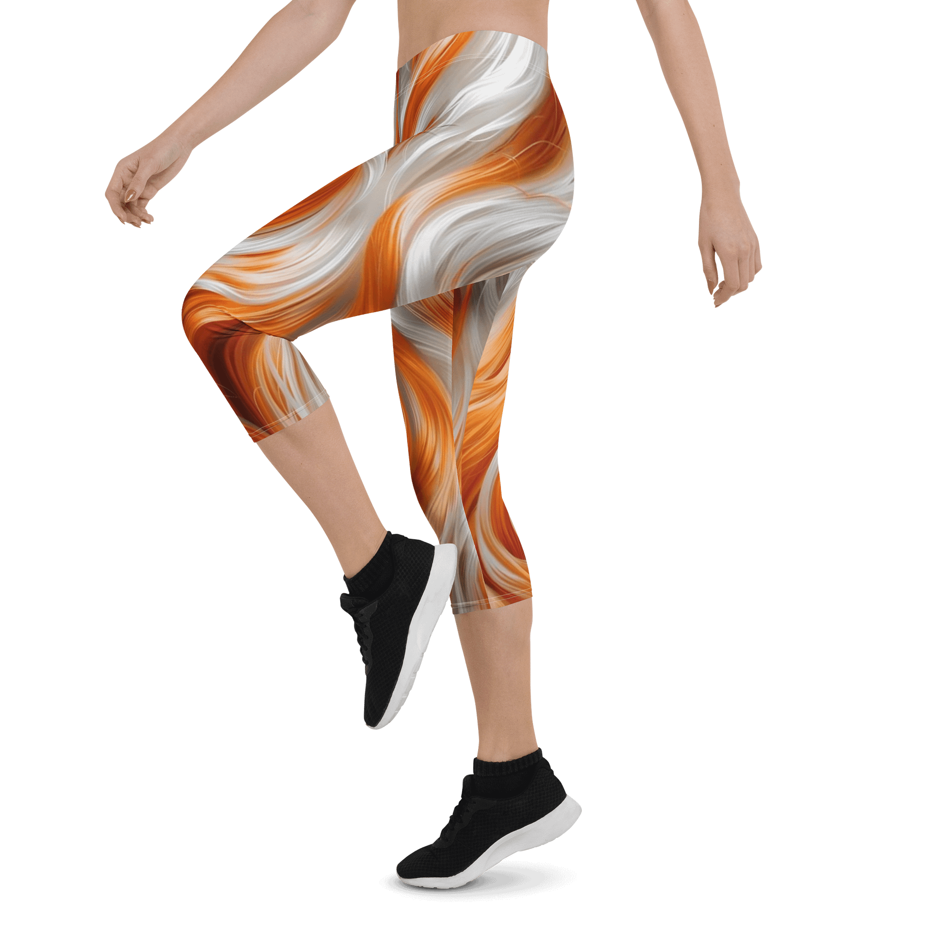 Flowing Abstract Wave Print Capri Leggings product image (3)