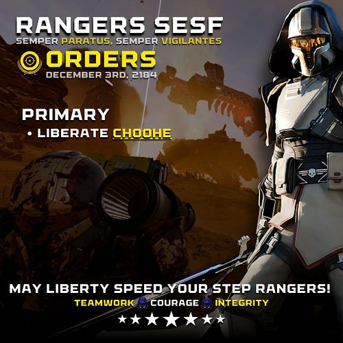 All Rangers and Helldivers!

If you have not already heard, bot intervention has caused the DSS to not be voted to Choohe as ...