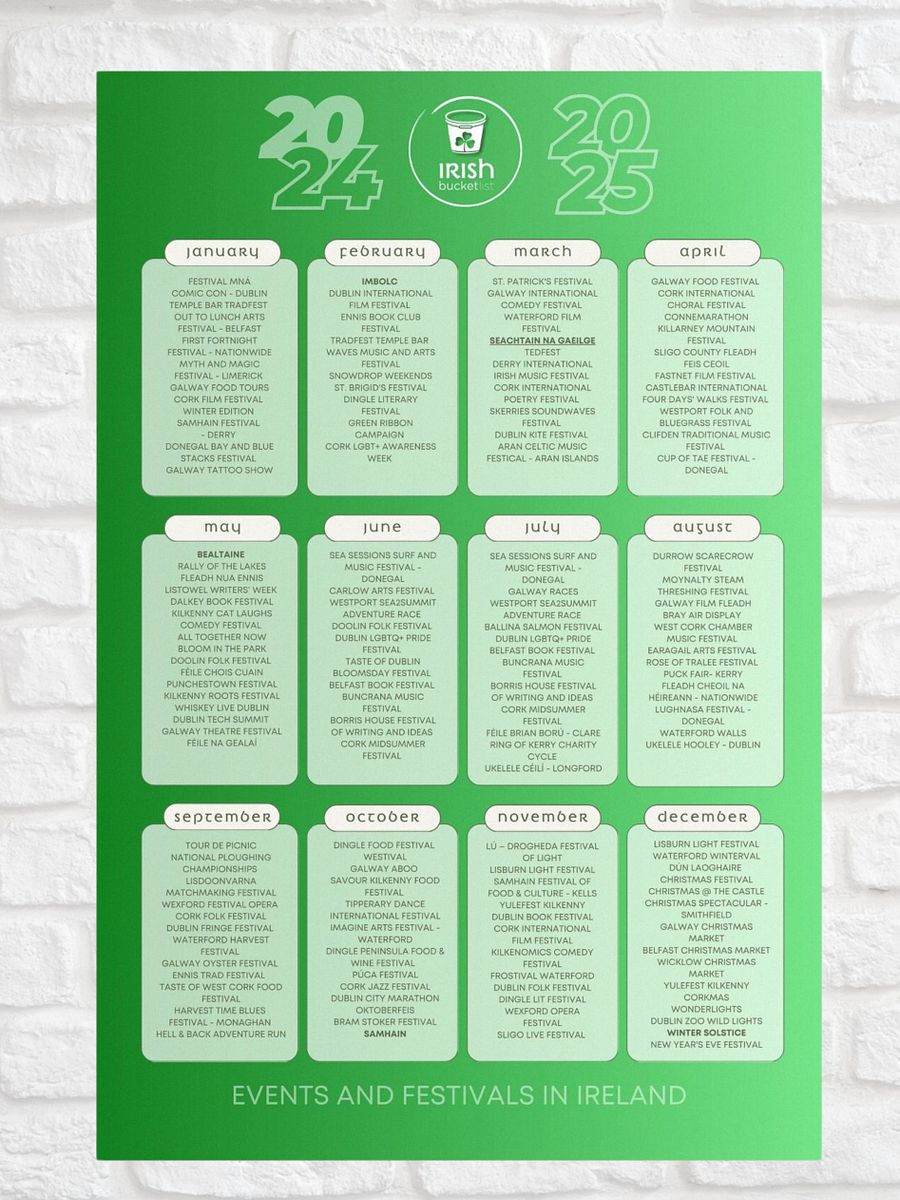 The Irish Bucket List Events Calendar 2025 - High-Res Digital Download product image (1)