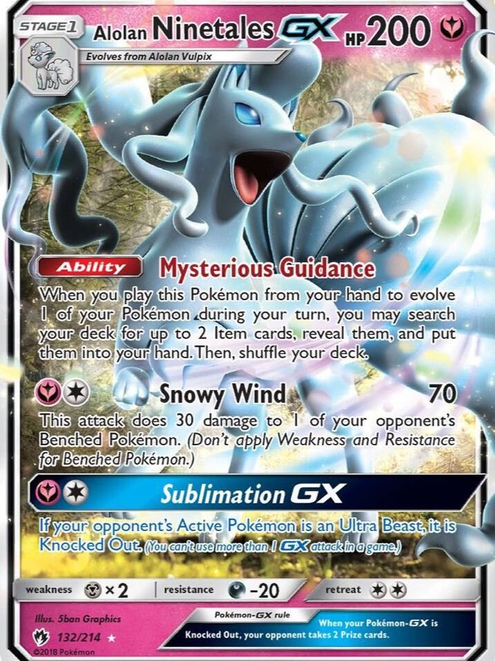 Pokémon Trading Card – Alolan Ninetales GX (Sun & Moon: Lost Thunder, #132/214) - NM product image (1)