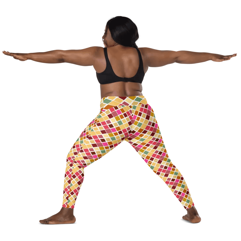 Colorful Square Pattern Design Leggings with Pocket - v5 product image (4)