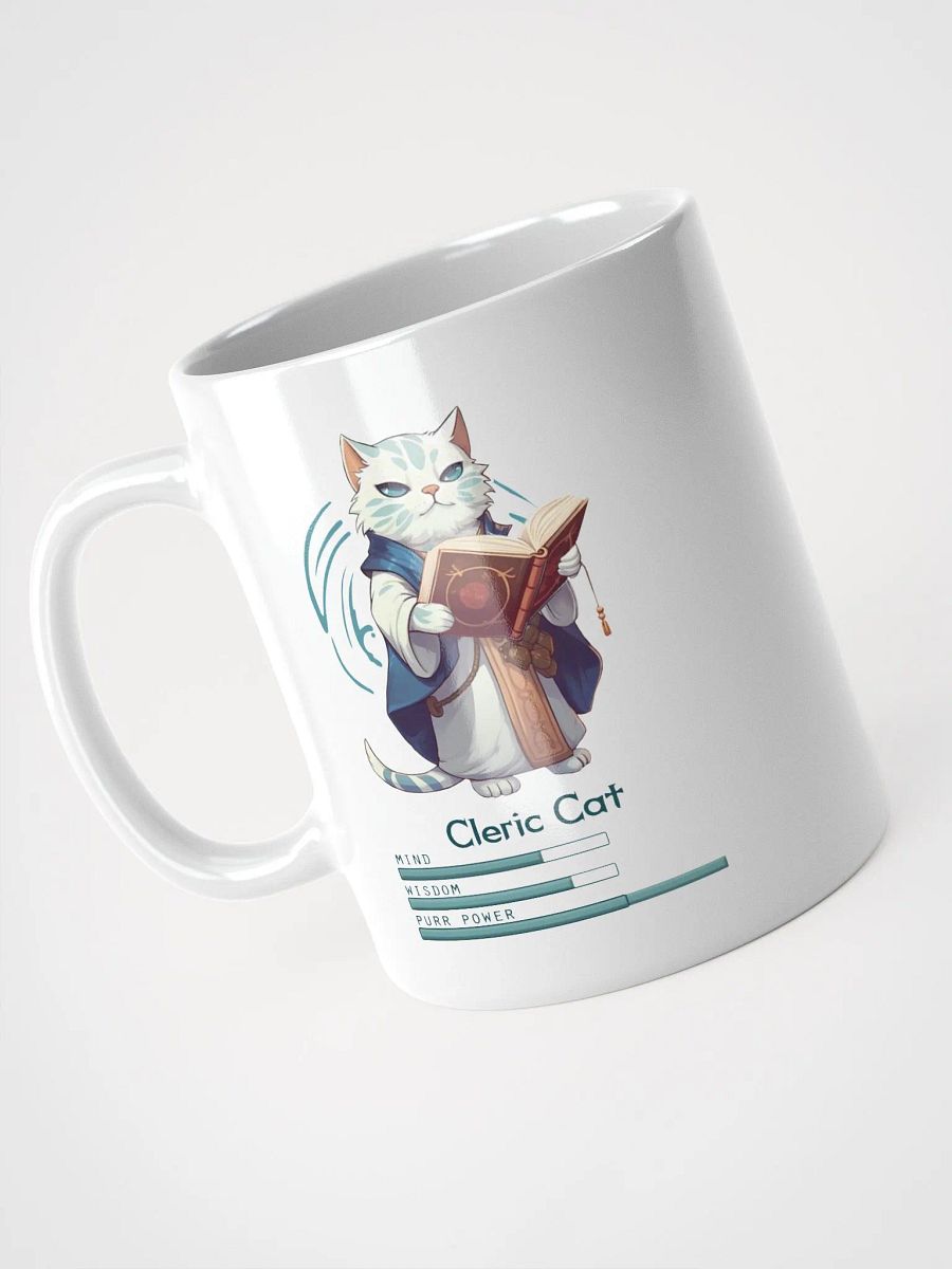 RPG Cleric Cat white ceramic mug 11oz 15oz 20oz for gamers and cat lovers product image (9)