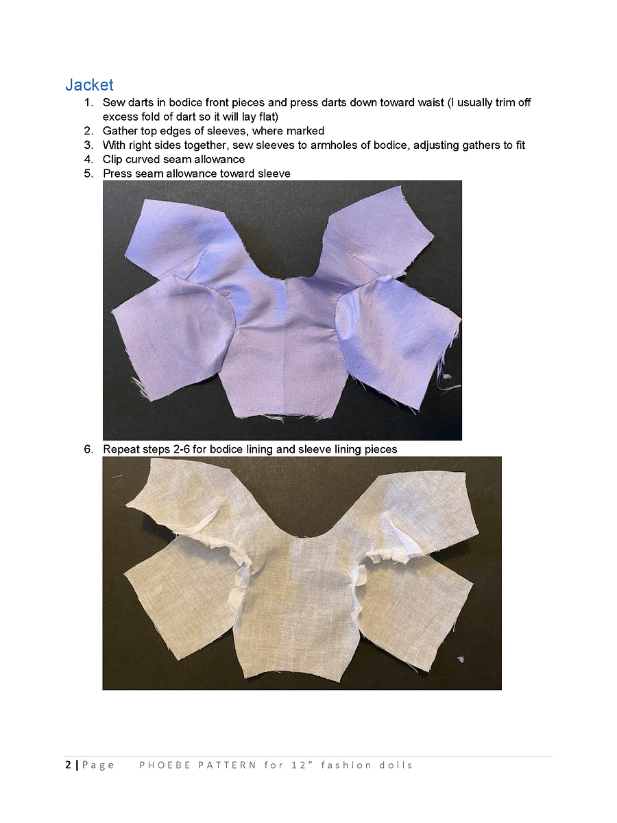 Phoebe sewing pattern for 12" fashion dolls product image (3)