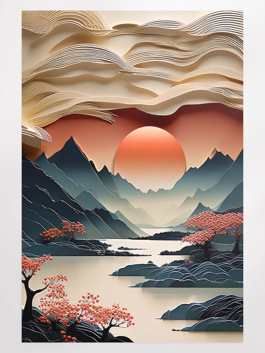 Japandi Art Sunset Poster - Large 24x36 Inches product image (1)
