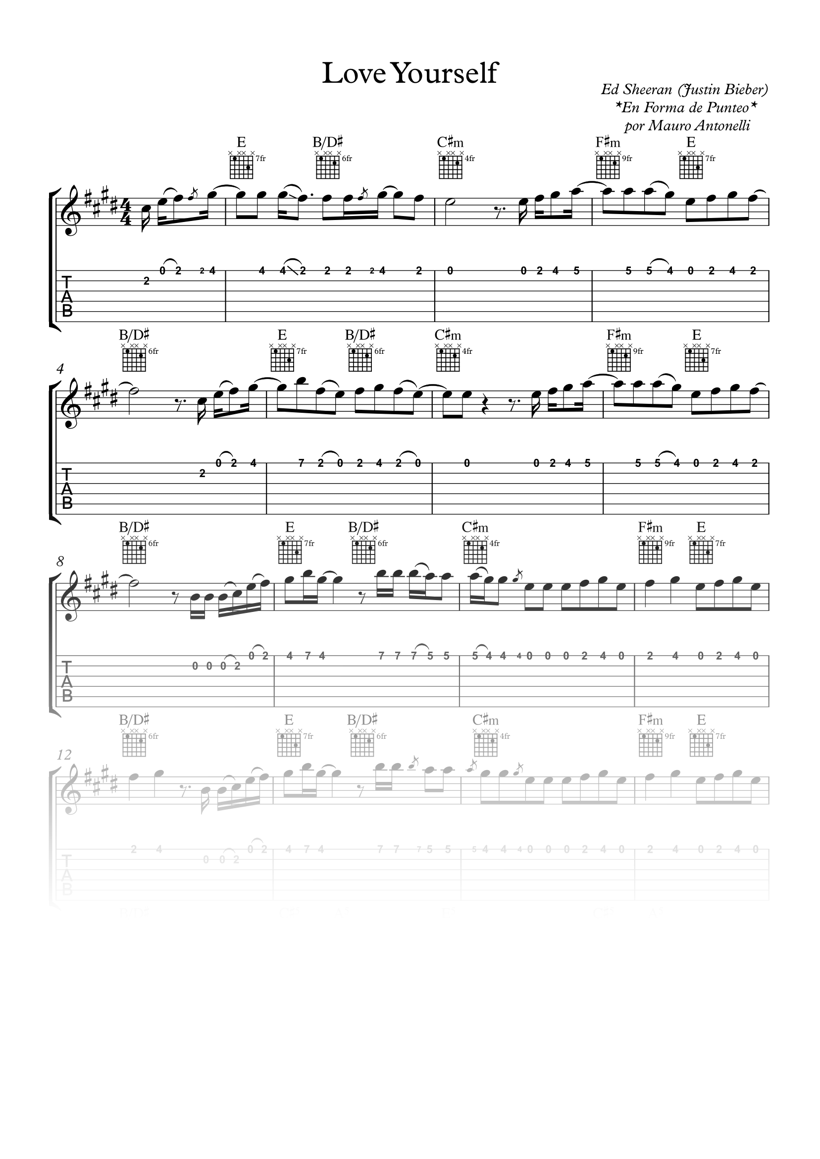 Love yourself - Partitura + Tab + Acordes + Pista product image (1)