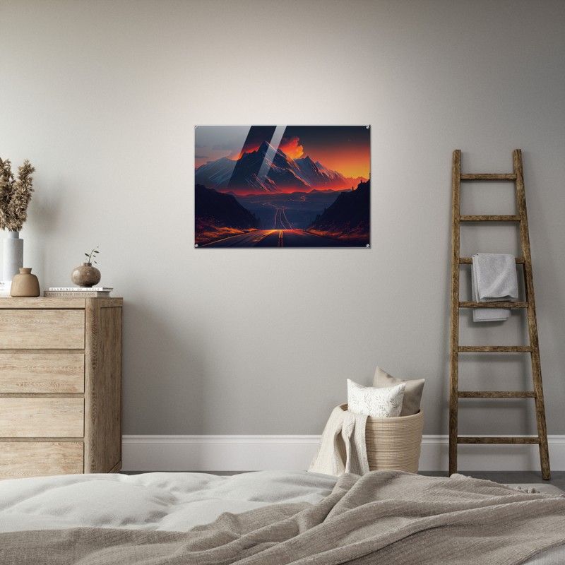 MOUNTAINS AND RED EVENING GLOSSY ACRYLIC PRINT product image (5)