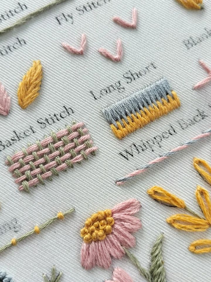 Full Beginner Embroidery Pdf Pattern, Basic Embroidery Stitches Tutorial, Digital Pattern product image (1)