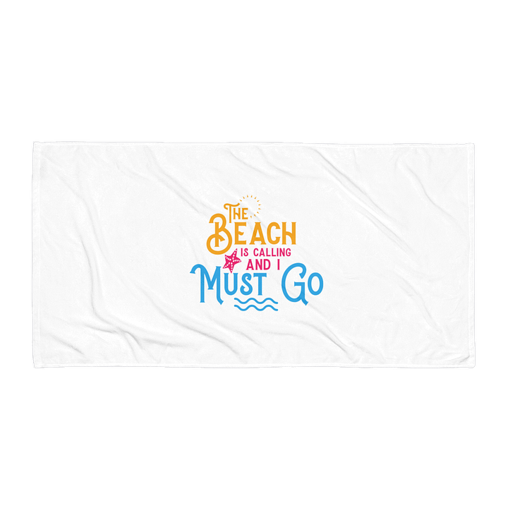 The Beach Is Calling Towel – Fun Summer Quote, Soft & Absorbent Cotton Terry Back product image (1)