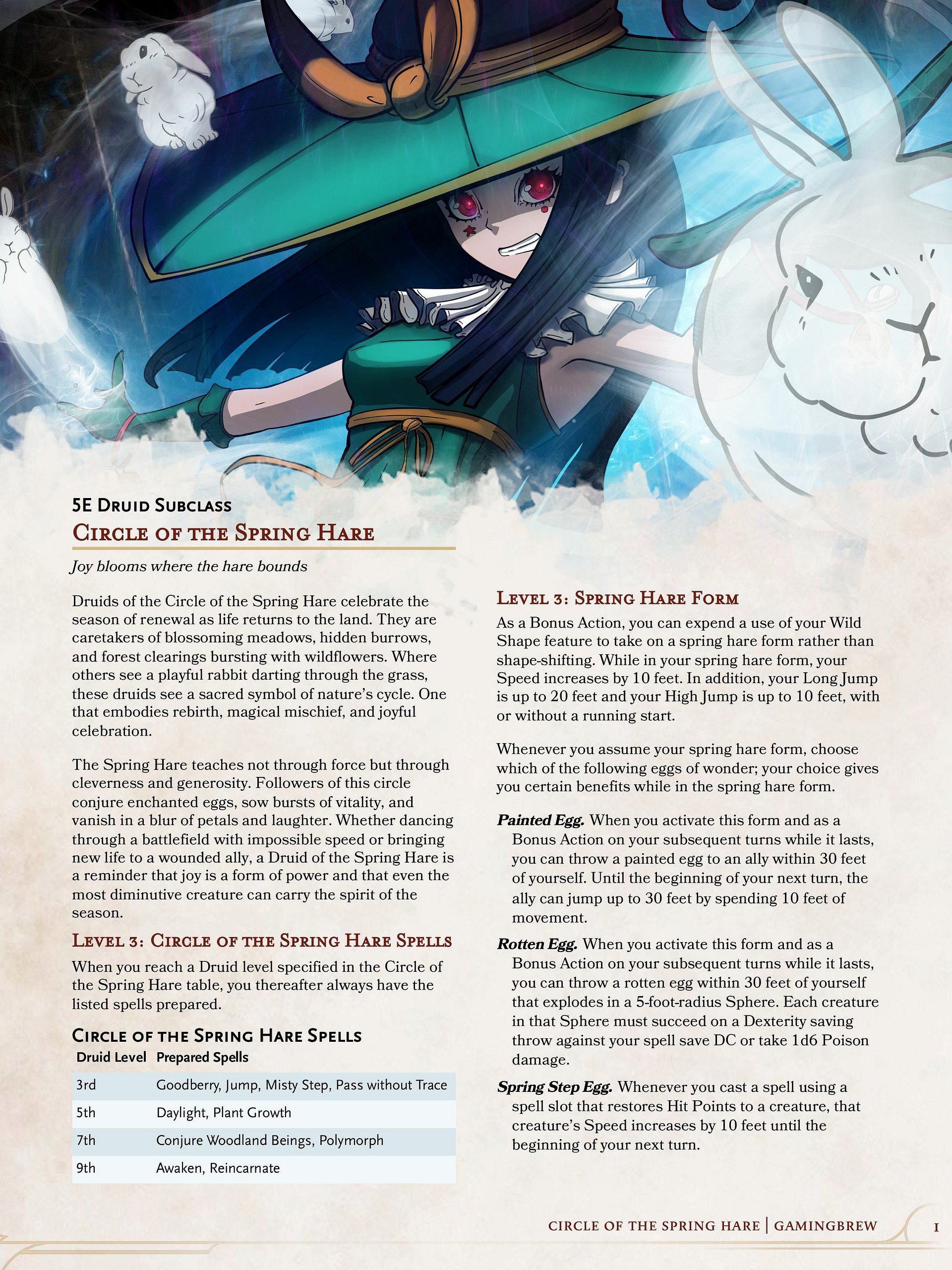 Circle of the Spring Hare | 5E 24 Druid Subclass product image (2)