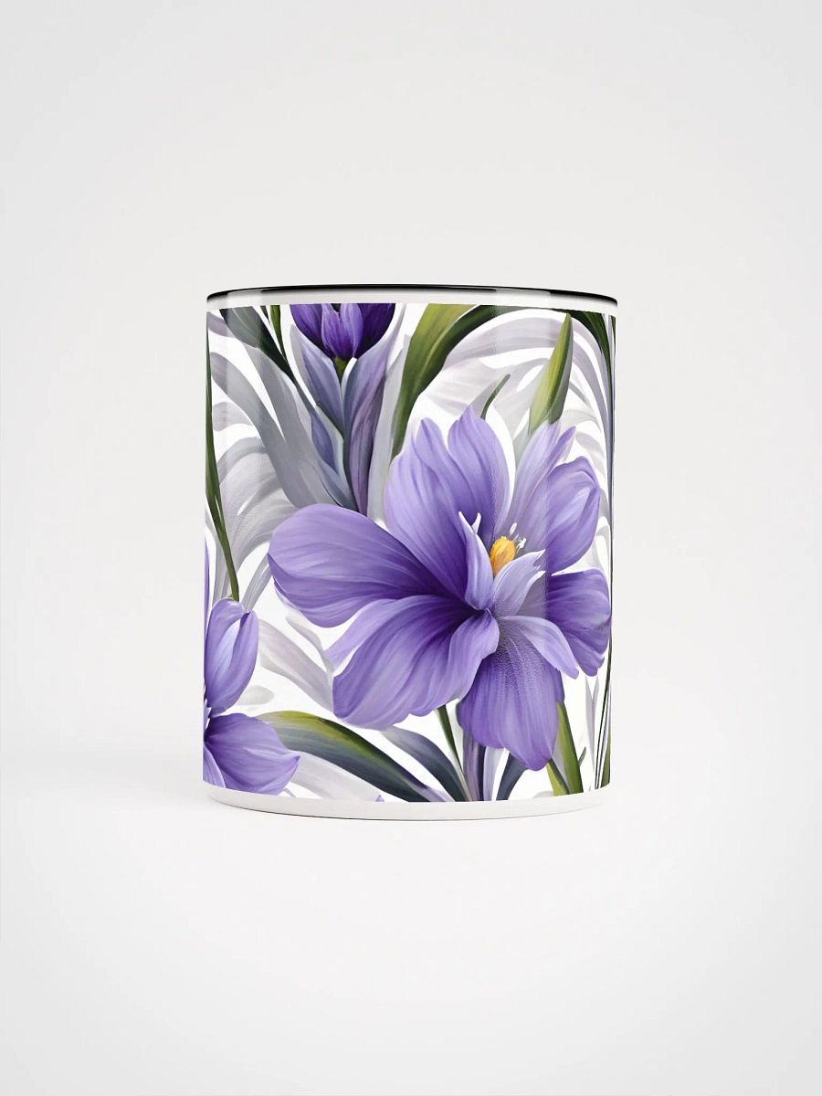 Coffee Mug with Color Inside - Purple Floral Pattern on White Background product image (4)