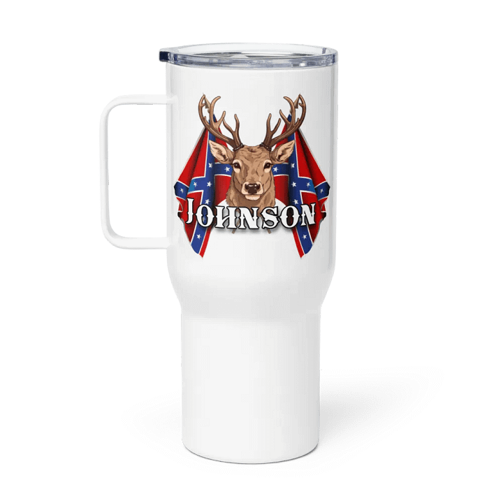 "Johnson" Rebel Redneck Deer - Travel Mug w/ Handle product image (1)