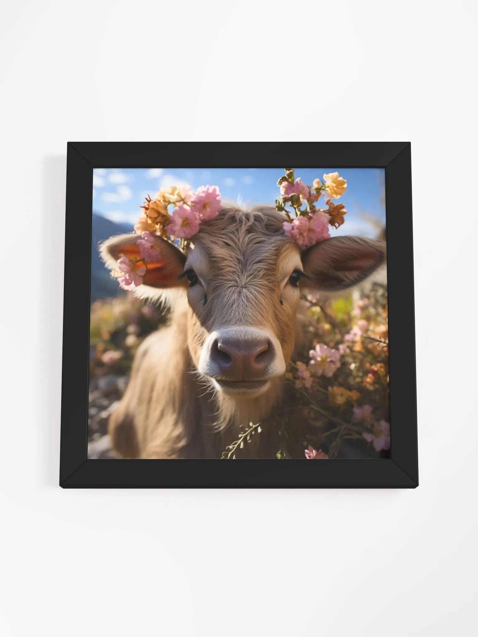 Cow In a Field of Flowers Farm Animal Wall Art product image (3)