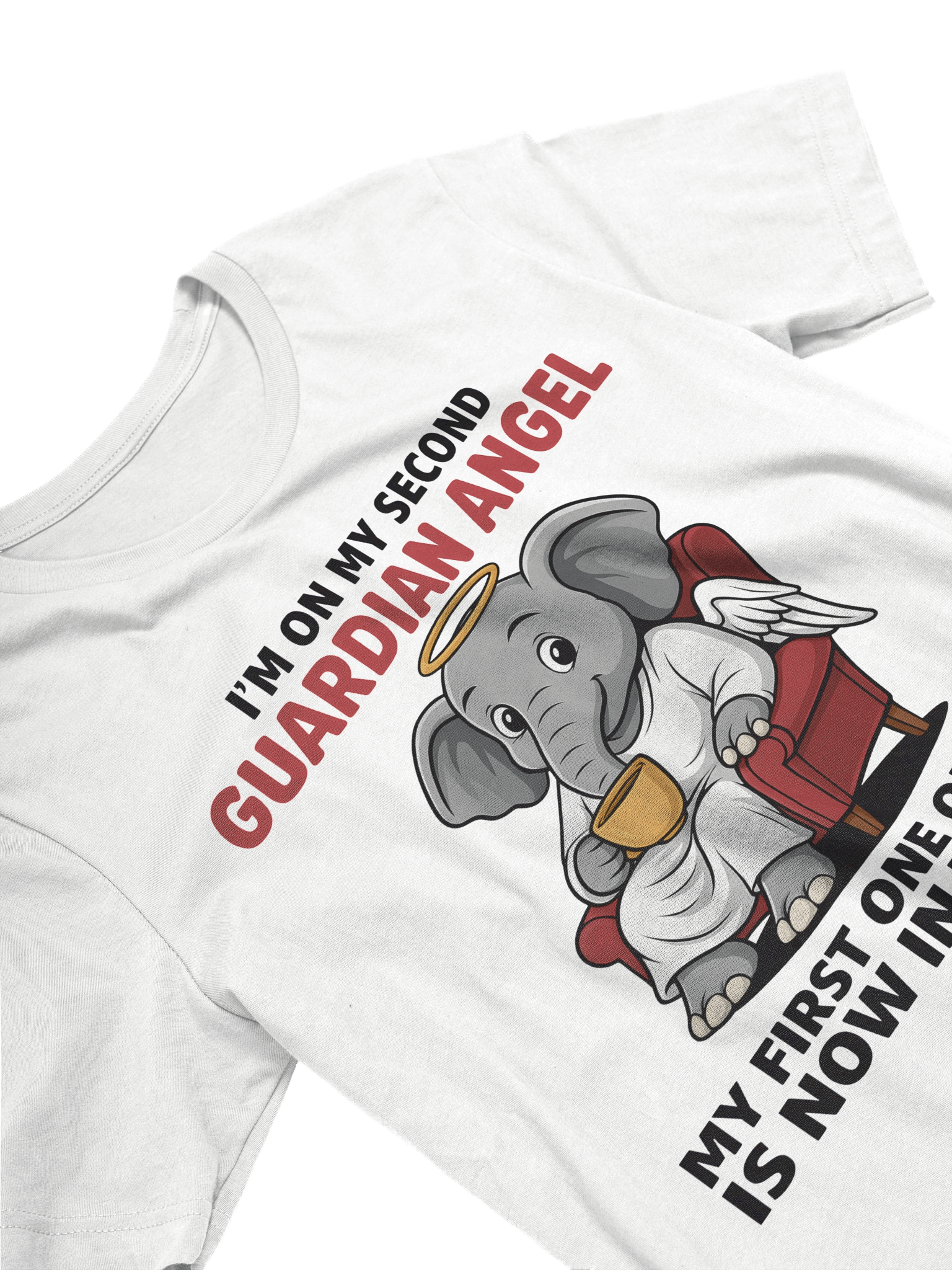 Funny Elephant Guardian Angel Coffee T-Shirt product image (3)