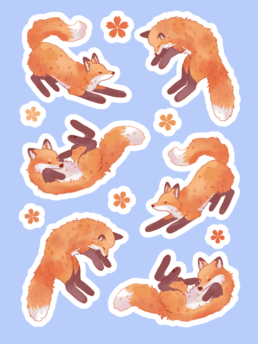 Playful Foxes Kiss Cut Sticker Sheet product image (2)