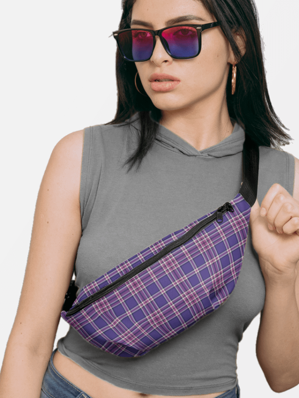 Purple Orchid and Violet Plaid Fanny Pack product image (1)