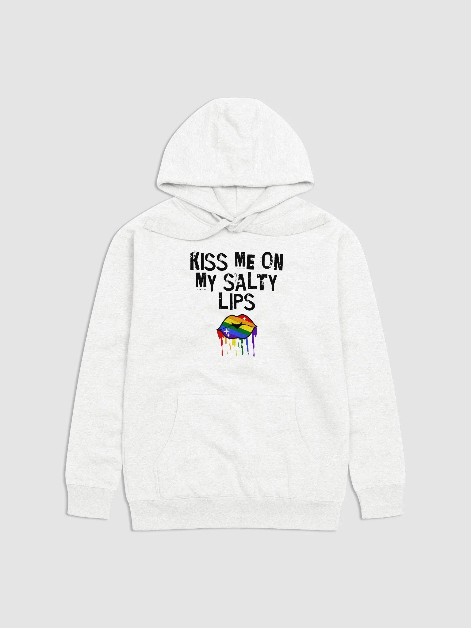 LGBTQ+ Hoodie Kiss Me On My Salty Lips Rainbow (White) product image (6)