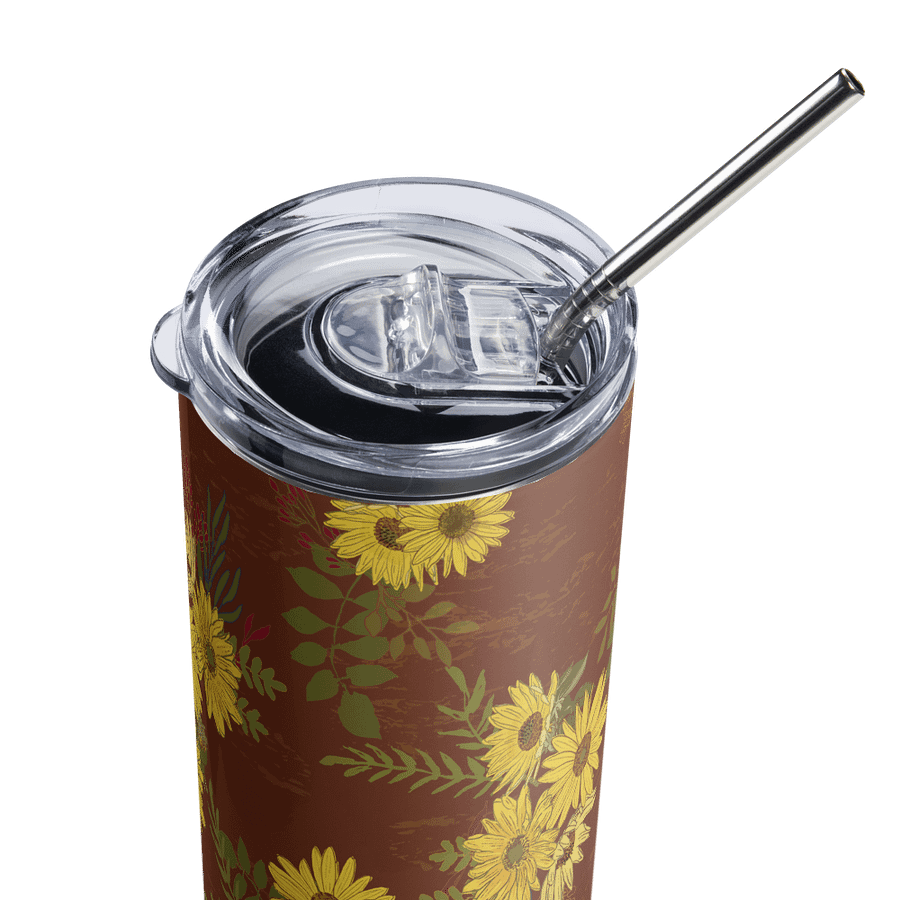 Helianthus Sunfllower 20-ounce Stainless Steel Tumbler with Straw - Red product image (3)