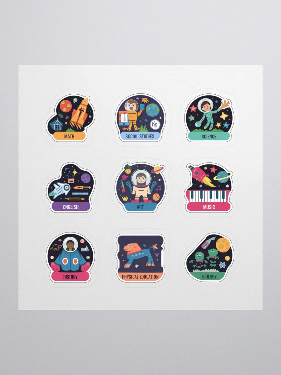 Back To School Space Adventure themed Subject Sticker Pack product image (1)