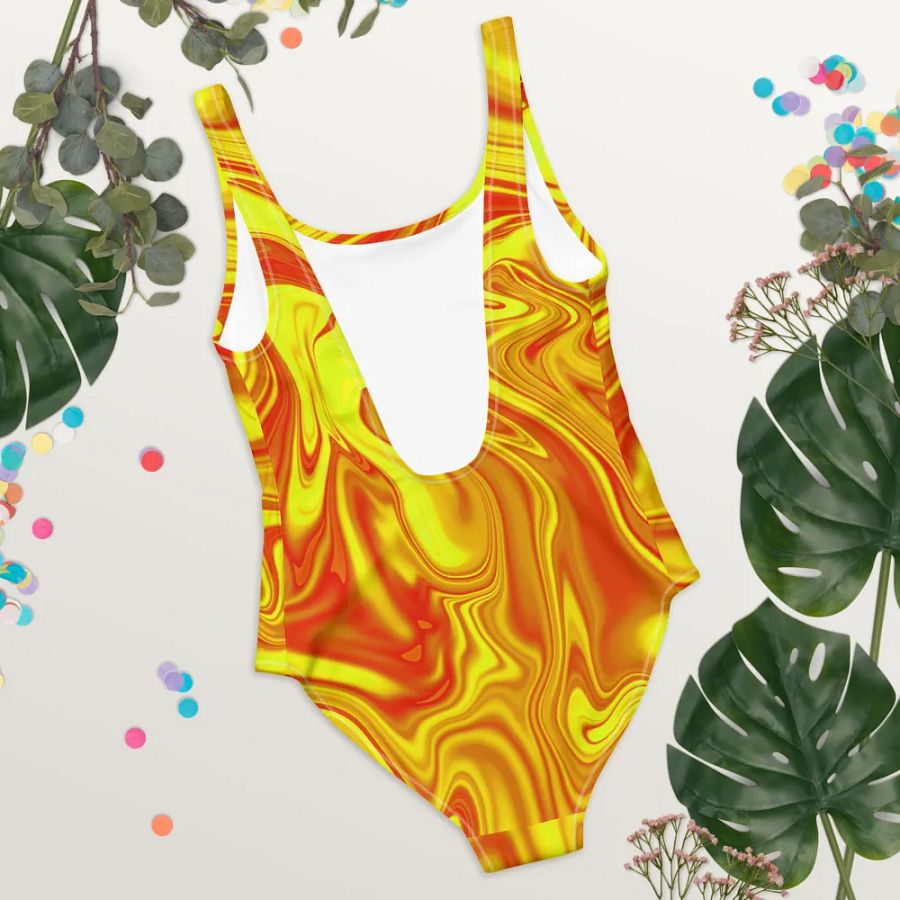 Swim Suit - Yellow and Red Digital Fluid Art product image (8)