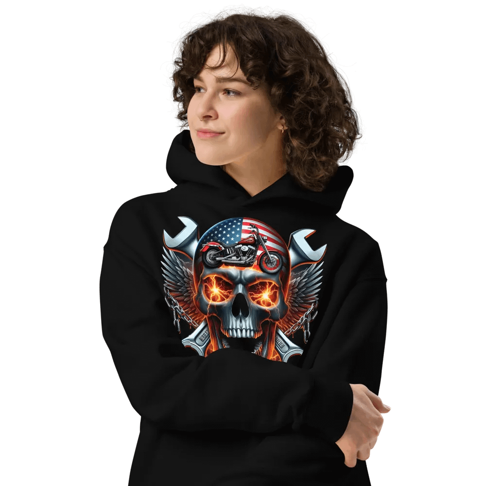 Rebel Flame Skull Oversized Hoodie #16 product image (4)