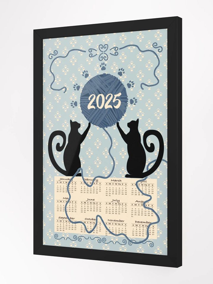 Framed “Cat’s At Play” 2025 Calendar Poster – Blue product image (2)