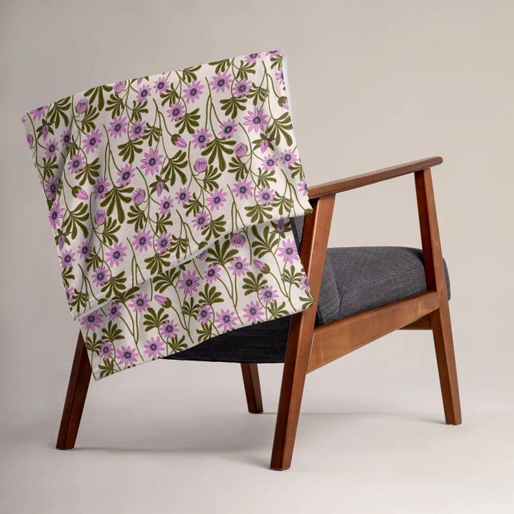 Passion Blooms - Pink and Green - Throw Blanket product image (2)