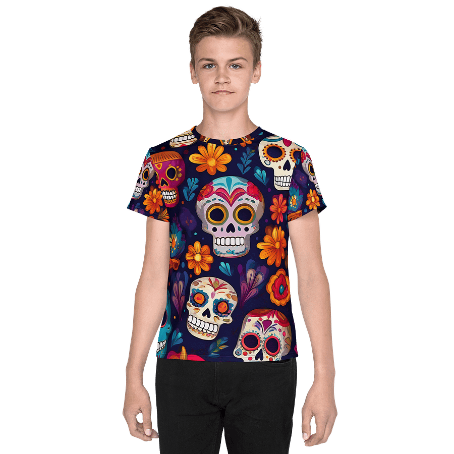 Youth Crew Neck T-Shirt Día de los Muertos product image (1)