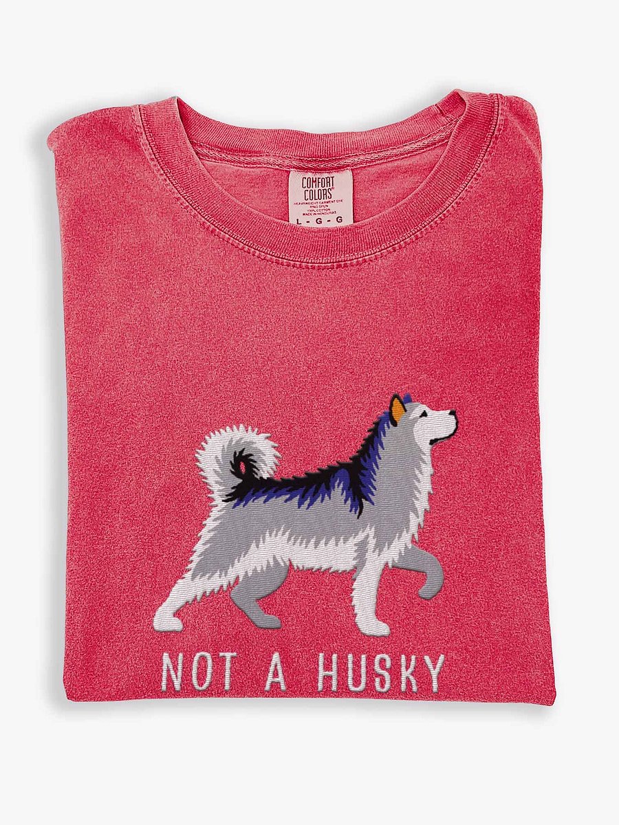 Not a Husky T-Shirt(Embroidered) of an Alaskan Malamute(Gray & White) product image (1)