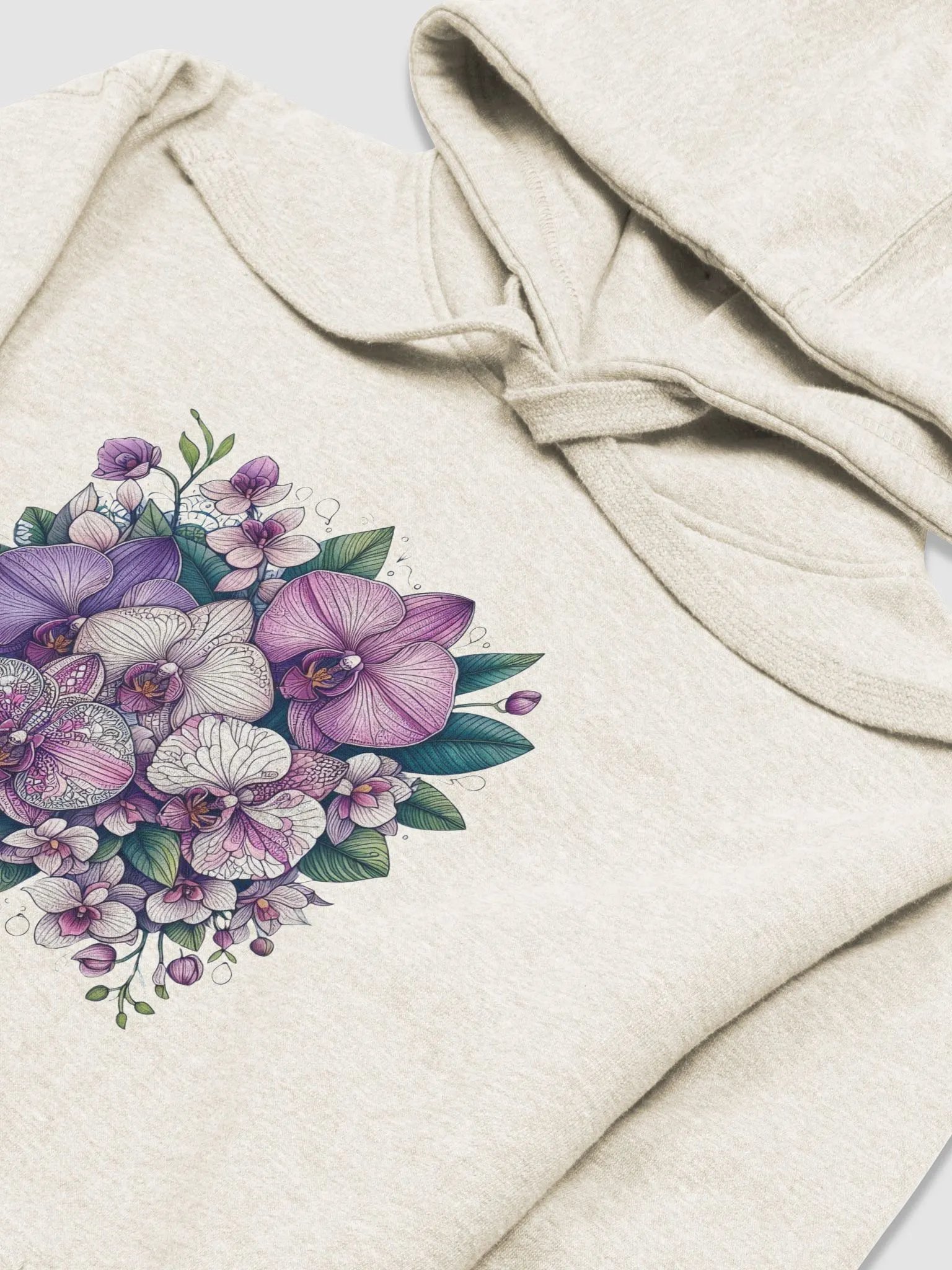 Orchid Oasis Premium Hoodie | AI Design mandala patterned flowers product image (3)