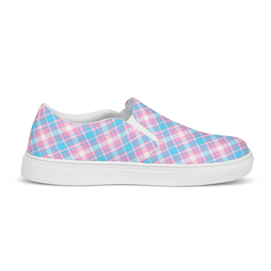 Baby Blue, Pink, and White Plaid Women's Slip-On Shoes product image (5)