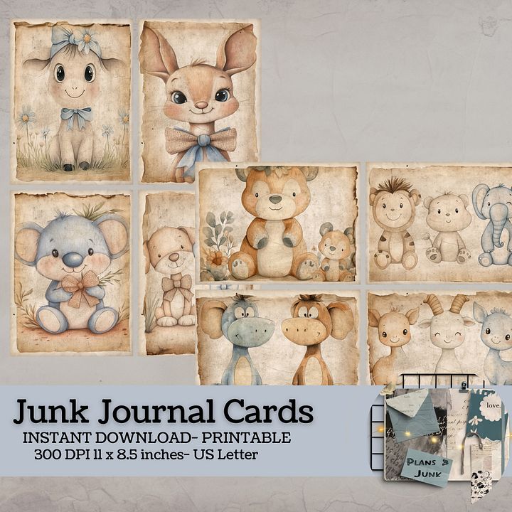 Nursery Animals - Printable Journal Cards V8 product image (1)