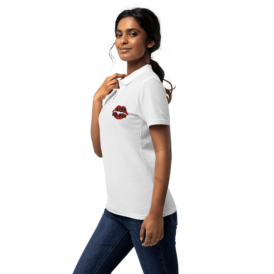 Kiss 969 lips logo Women's White Pique Polo Shirt product image (5)