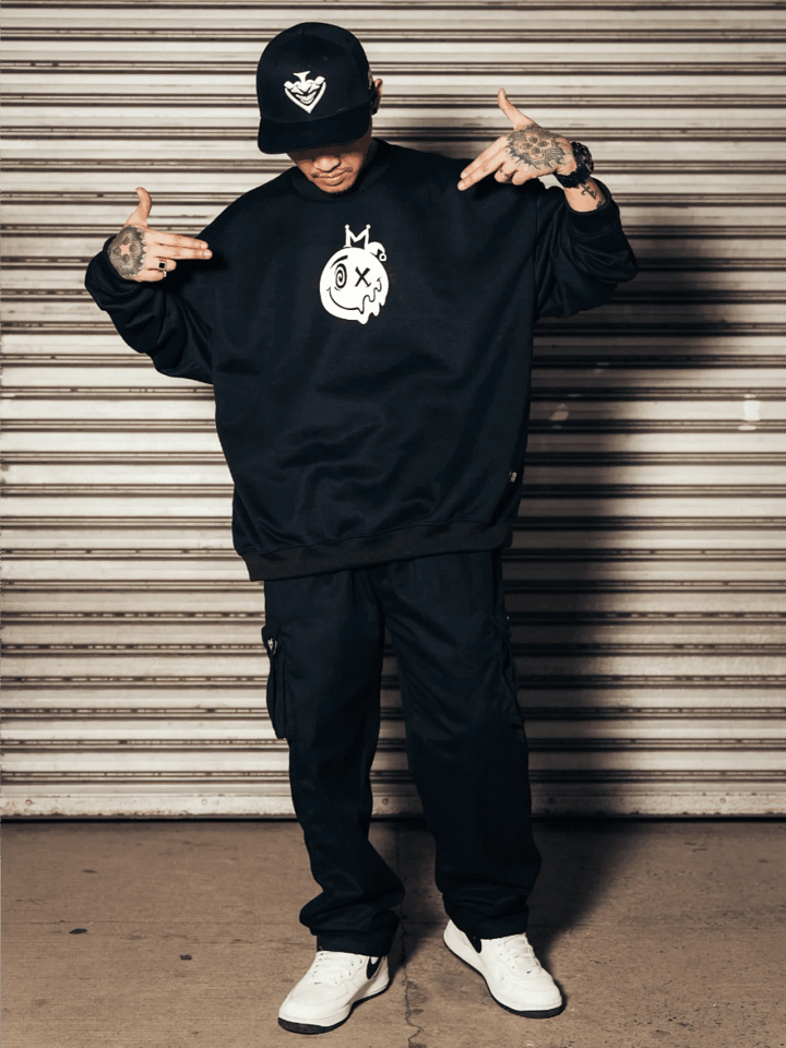 REAL JOKES NLYS (Never Lose Your Smile) Oversized Sweatshirt - Black product image (2)