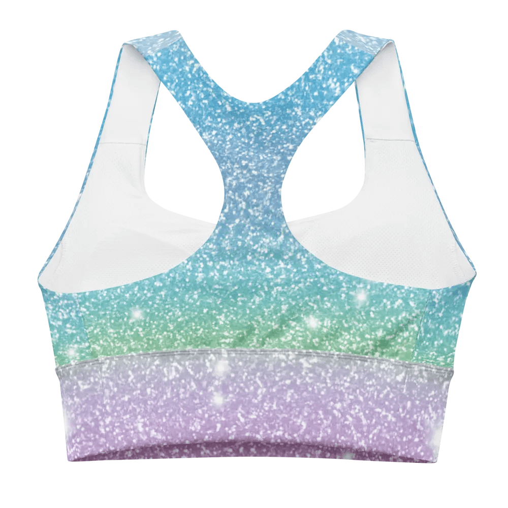 Glitter Unicorn Texture Design Longline Sports Bra - 6 product image (2)