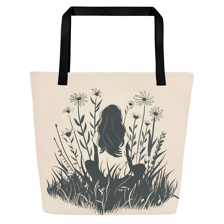 Tote Bag: Girl Who Loves Wildflowers Spring Summer Season Floral Art Style Design product image (1)