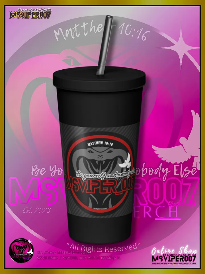 Tumbler - "MsViper_007™ Brand [red/blk] - Support&Sport" Insulated Tumbler with a Straw By Anna H. product image (2)