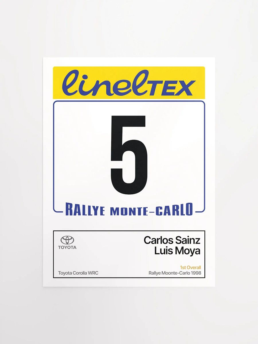 A3 Poster / Carlos Sainz / 1998 Rallye Monte-Carlo Number 5 product image (1)