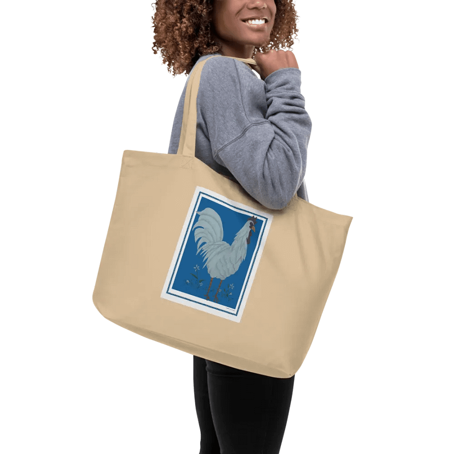 Eco Friendly Tote Bag with Chicken and Blue Background product image (9)
