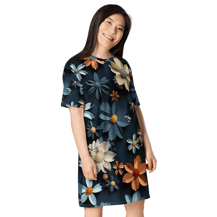 3D-Ditsy-Flowers-Seamless-Patterns T-shirt Dress - V4 product image (1)