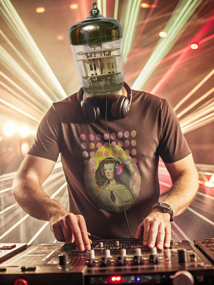 Queen of Space, by Frank Fonik (AM/FM Radio Headphone), Techno EDM, Unisex t-shirt product image (1)